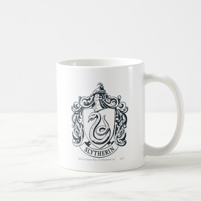 Harry Potter | Slytherin-Wappen - Schwarz und Weiß Kaffeetasse (Rechts)