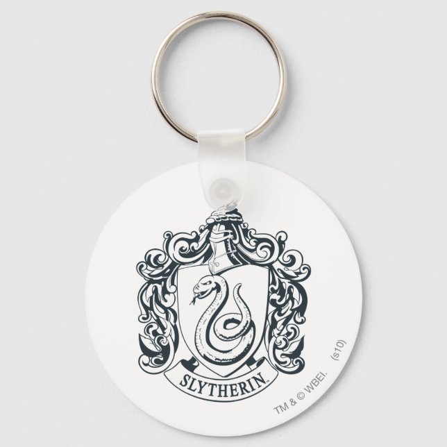 Harry Potter | Slytherin-Wappen - Schwarz und Weiß Schlüsselanhänger (Vorderseite)