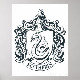 Harry Potter   Slytherin-Wappen - Schwarz-Weiß Poster