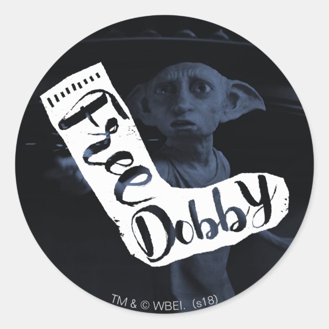 Harry Potter | Socken Typografie "Free Dobby" Runder Aufkleber (Vorderseite)