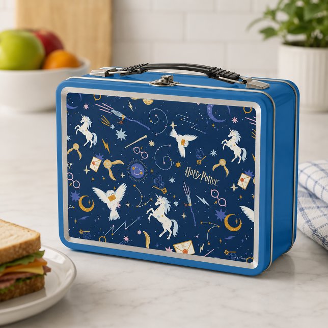 HARRY POTTER™ Sommersonnenwende-Icon-Muster Metall Brotdose (Simulated lunch box on counter)