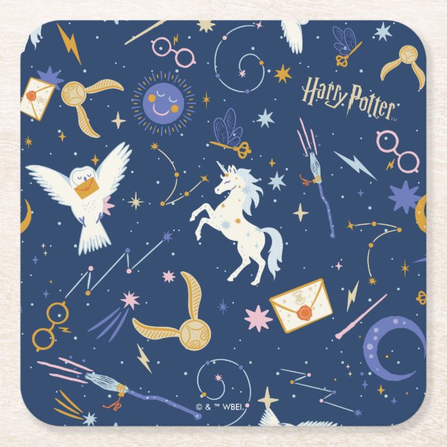 HARRY POTTER™ Sommersonnenwende-Icon-Muster Rechteckiger Pappuntersetzer (Vorderseite)