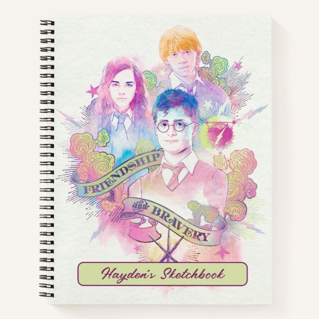 Harry Potter Spell | Harry, Hermione & Ron Sketch Notizbuch (Vorderseite)