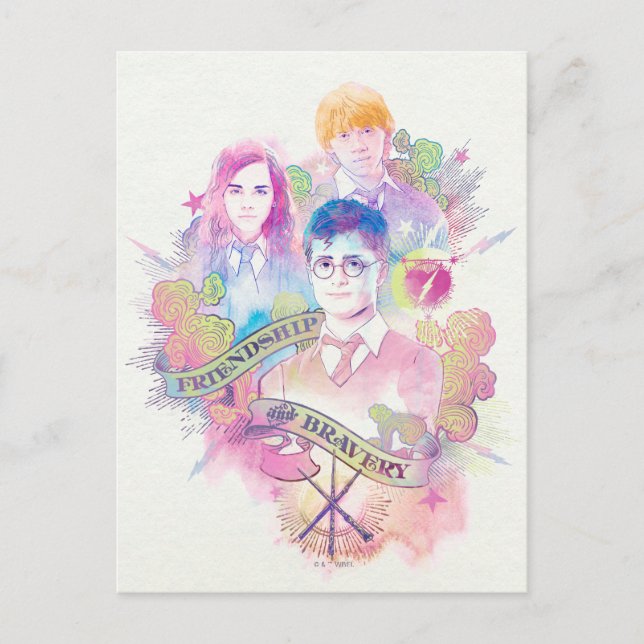 Harry Potter Spell | Harry, Hermione & Ron Waterc Postkarte (Vorderseite)