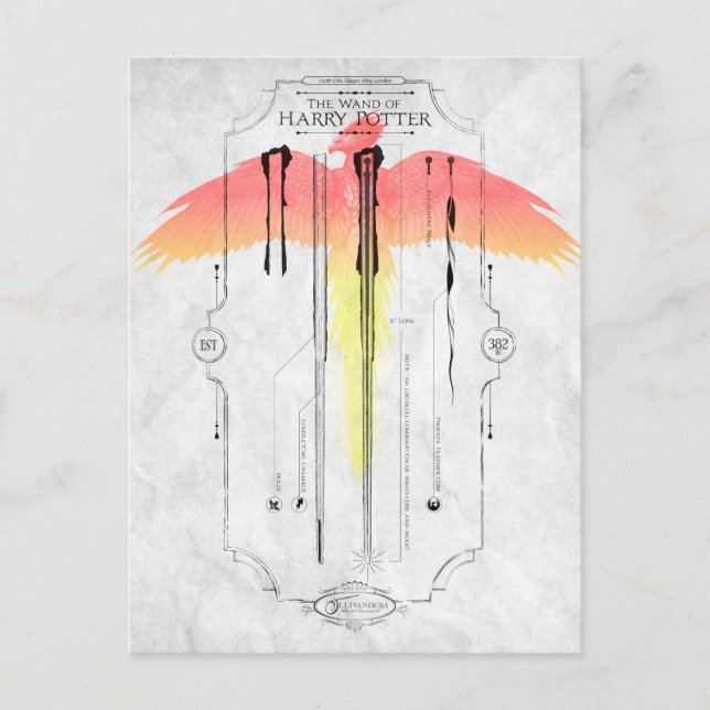 Harry Potter Spell | Harry's Wand Infografik Postkarte (Vorderseite)