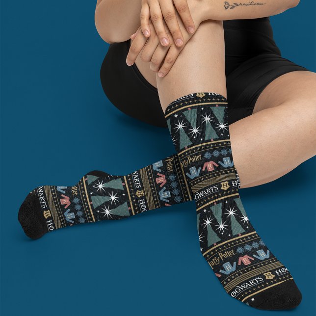 HARRY POTTER™ Weihnachts-Pullover-Strickmuster Socken (Person wearing socks)