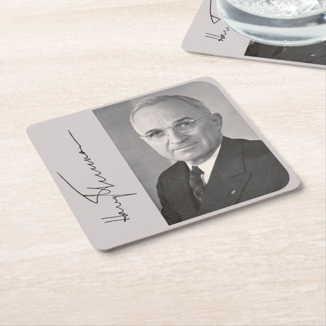 Harry Truman Rechteckiger Pappuntersetzer (angewinkelt)