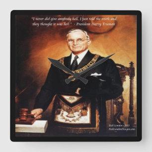 Harry Truman und "Gib 'Em Hell' Zitat Wall Clock Quadratische Wanduhr
