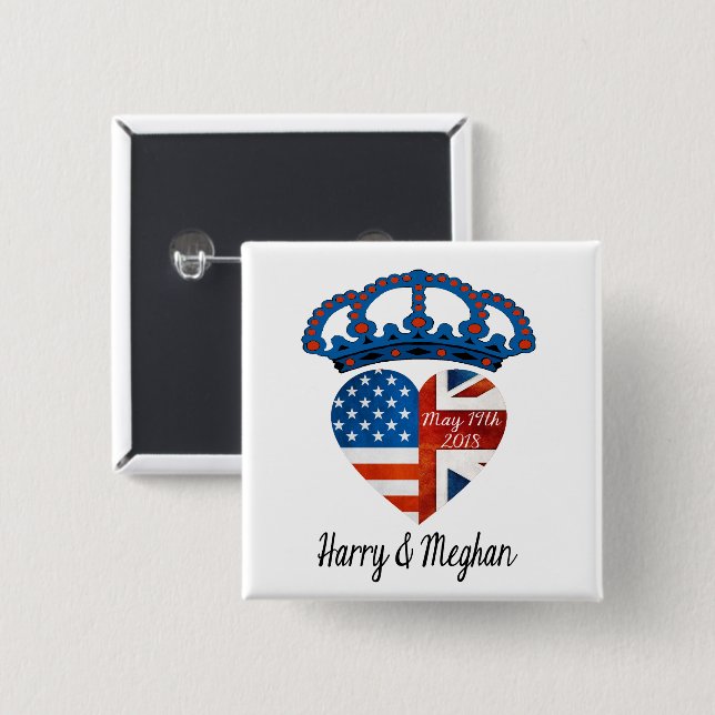 Harry u. Meghan Hochzeit, am 19. Mai 2018 Button (Vorne & Hinten)