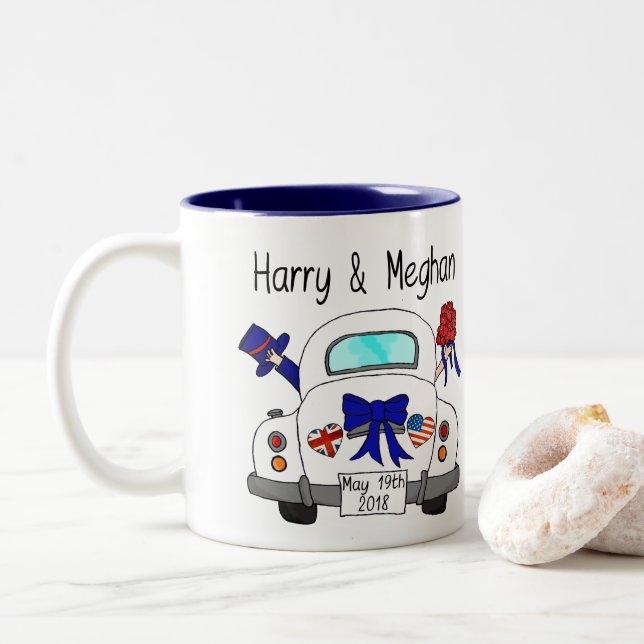 Harry u. Meghan Hochzeit, am 19. Mai 2018 Zweifarbige Tasse (Mit Donut)