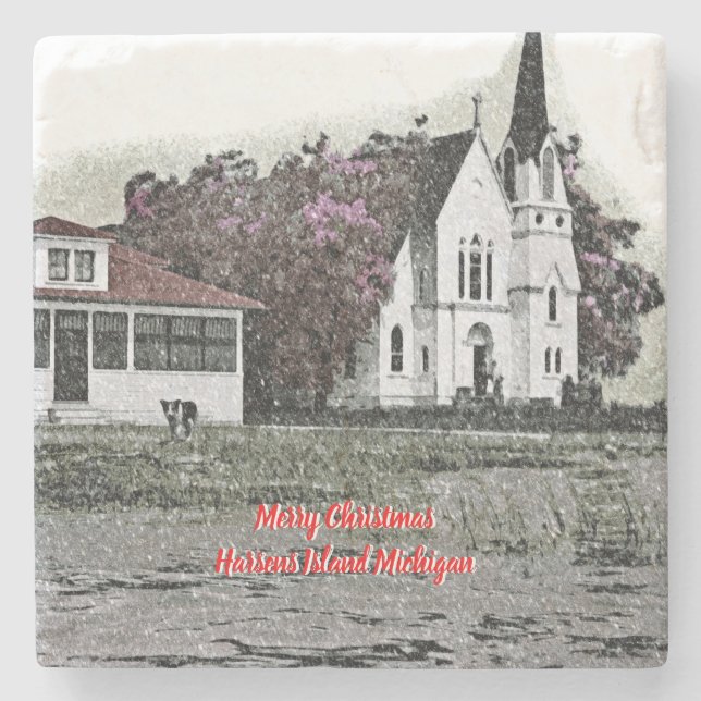 Harsens Island Michigan St. Marks Church 1925 Steinuntersetzer (Vorderseite)