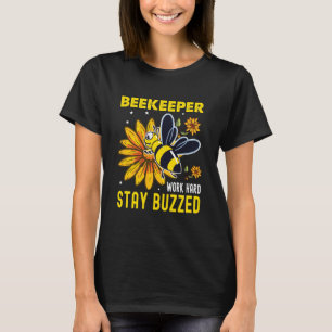 Hart Arbeiten Bleib High Lustiger Imker Honigbiene T-Shirt