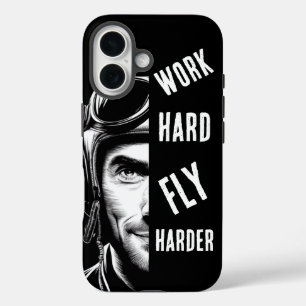 hart arbeiten, fliegen härter, Pilot, Comic iPhone 16 Hülle
