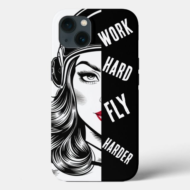 hart arbeiten, hart fliegen, Pilotin, Luftfahrt Case-Mate iPhone Hülle (Rückseite)