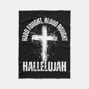 Hart erkämpftes Blut gekauft Halleluja Kreuz geret Fleecedecke
