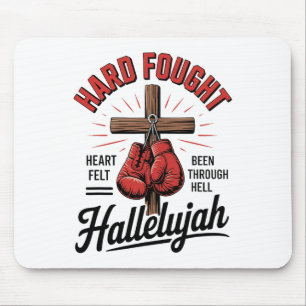 Hart erkämpftes Halleluja Christliches Boxen Kreuz Mousepad