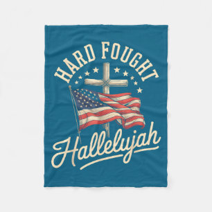 Hart erkämpftes Halleluja Kreuz Amerikanische Flag Fleecedecke