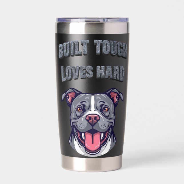 Hart gebauter Pit Bull - Bully-Hunde-Liebhaber Gra Thermobecher (Vorderseite)