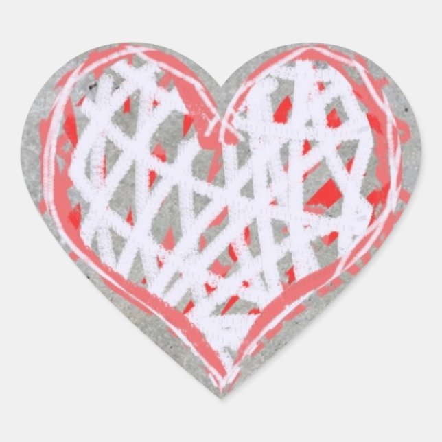 Hart in Rood, Wit en Grijs Herz-Aufkleber (Vorderseite)