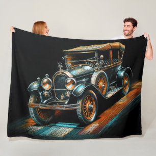 Hart Pastel Zeichne antikes Auto Fleecedecke
