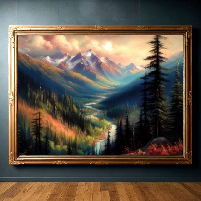 Hart Pastel Zeichnend Bergwelt Poster (Von Creator hochgeladen)