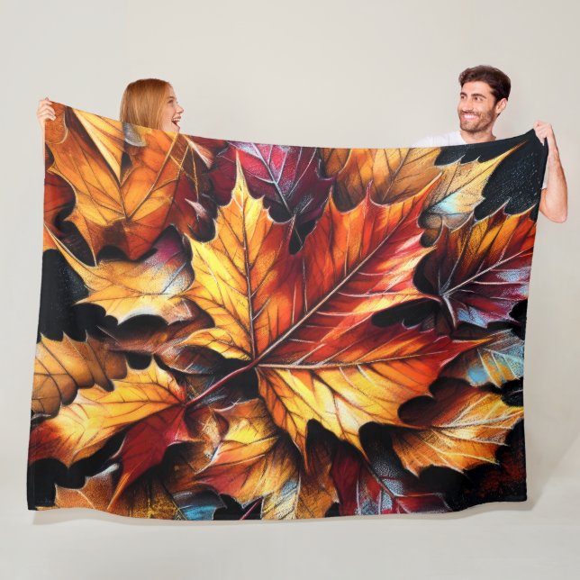 Hart Pastel Zeichnend Blätter für Herbst-Maple Fleecedecke (Beispiel)