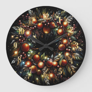 Hart Pastelle Zeichnend Weihnachtsblumenfrucht Große Wanduhr