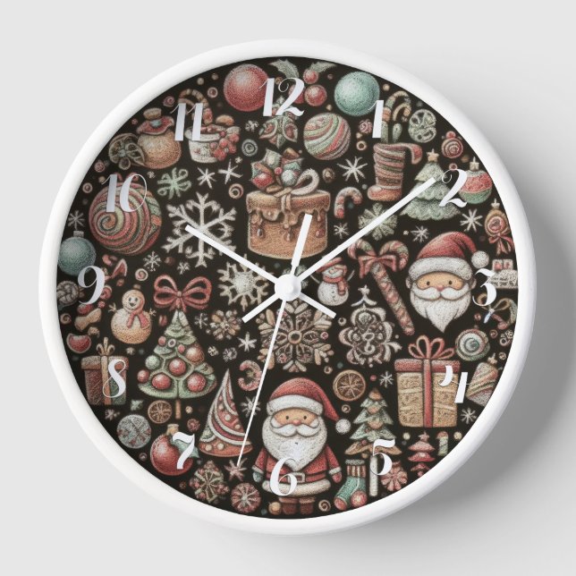 Hart Pastete Zeichnend Weihnachtsmotive Uhr (Vorderseite)