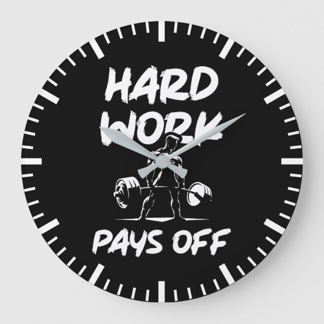 Harte Arbeit leistet Gym Workout Fitness Motivatio Große Wanduhr (Vorderseite)