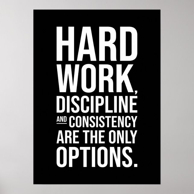 Harte Arbeit und Disziplin - Fitness, Husteln, Erf Poster (Vorne)