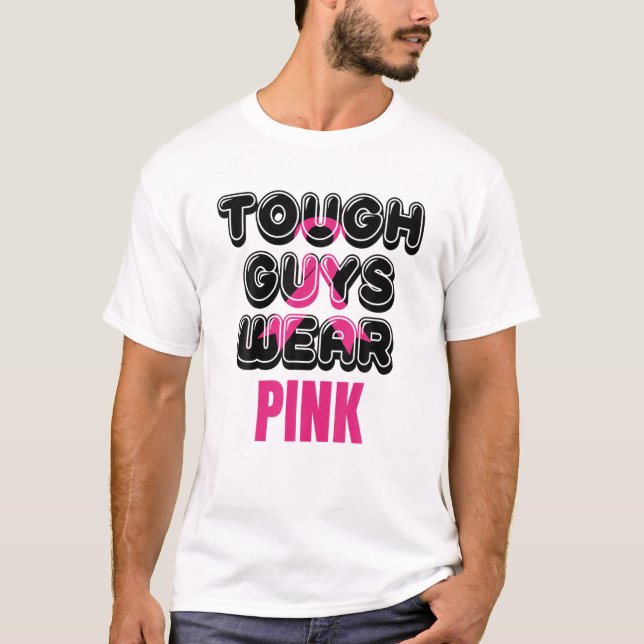 Harte Typ tragen rosa Brustkrebs Bewusstsein Männe T-Shirt (Vorderseite)