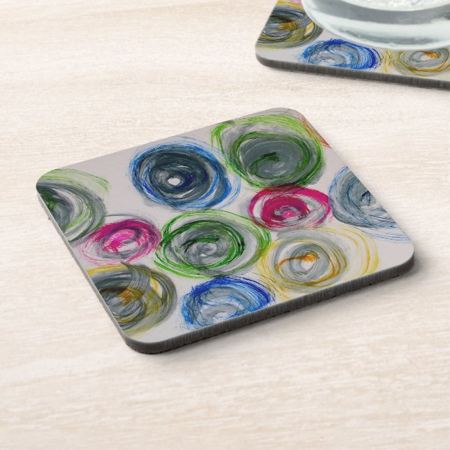 harte Untersetzer aus Kunststoff mit Korkrückenrüc (Linke Seite)