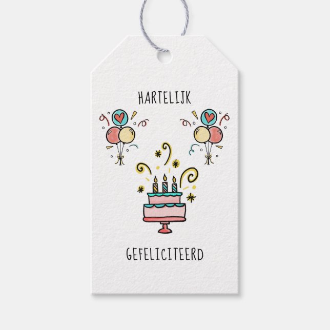 Hartelijk Gefeliciteerd | Happy Birthday Geschenkanhänger (Vorderseite)