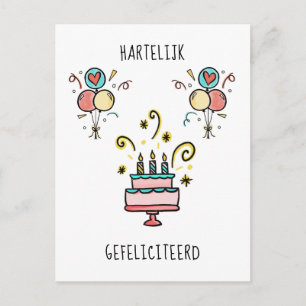 Hartelijk Gefeliciteerd Happy Birthday Postkarte