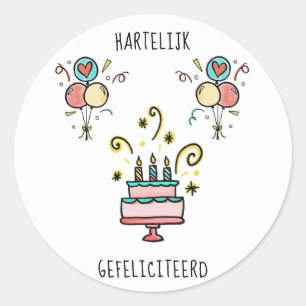 Hartelijk Gefeliciteerd Happy Birthday Runder Aufkleber