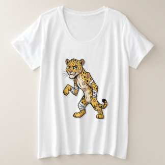 Harter Cartoon Leopard mit Bandagen - Funny Injure Große Größe T-Shirt