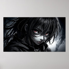 Hartes Anime-Mädchen-Porträt Poster