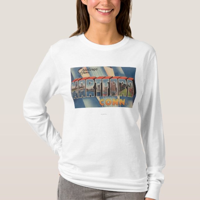 Hartford, Connecticut - große Buchstabe-Szenen 2 T-Shirt (Vorderseite)