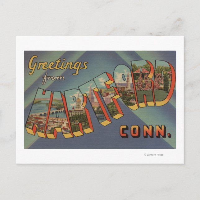Hartford, Connecticut - Große Buchstabenszenen Postkarte (Vorderseite)