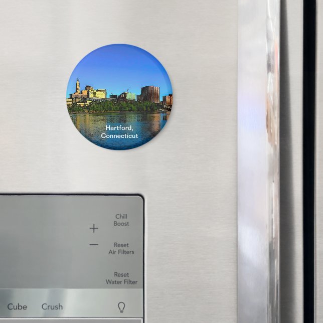 Hartford Connecticut Skyline Cartoon Magnet (In Situ (Kühlschrank))