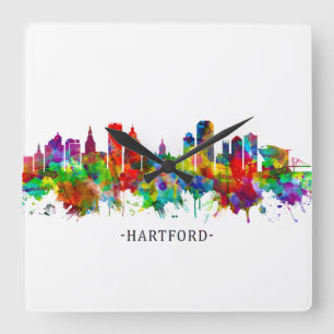 Hartford Connecticut Skyline Quadratische Wanduhr