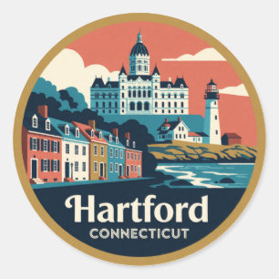 Hartford Connecticut USA Neuengland Geschichte Rei Runder Aufkleber