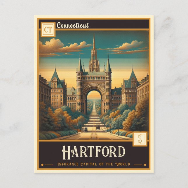 Hartford, Connecticut | VINTAG Postkarte (Vorderseite)