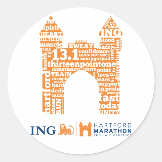 Hartford Halbmarathon: Arch Runder Aufkleber (Vorderseite)