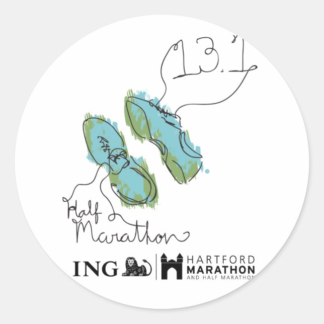 Hartford Half-Marathon: Schuhe Runder Aufkleber (Vorderseite)