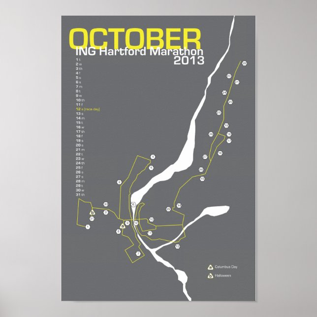 Hartford Marathon Map Poster (Vorne)
