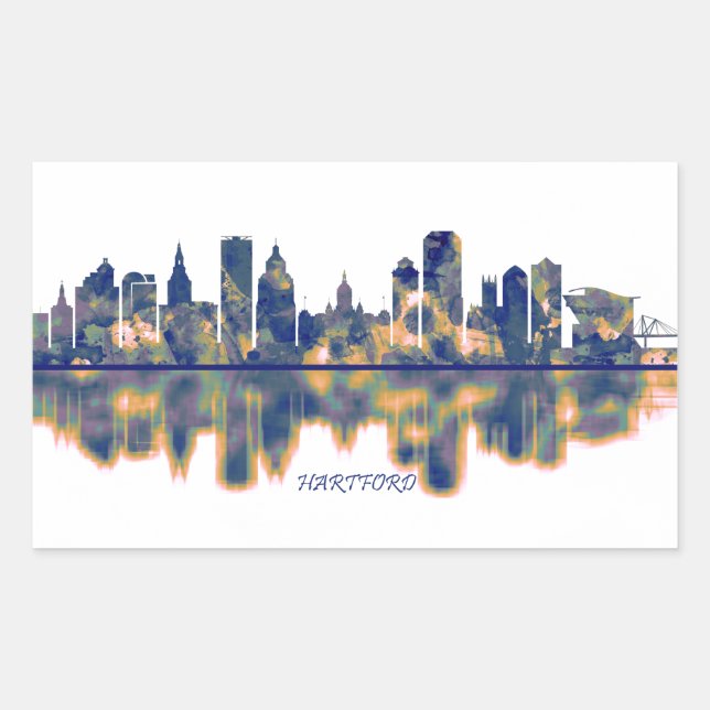 Hartford Skyline Rechteckiger Aufkleber (Vorderseite)