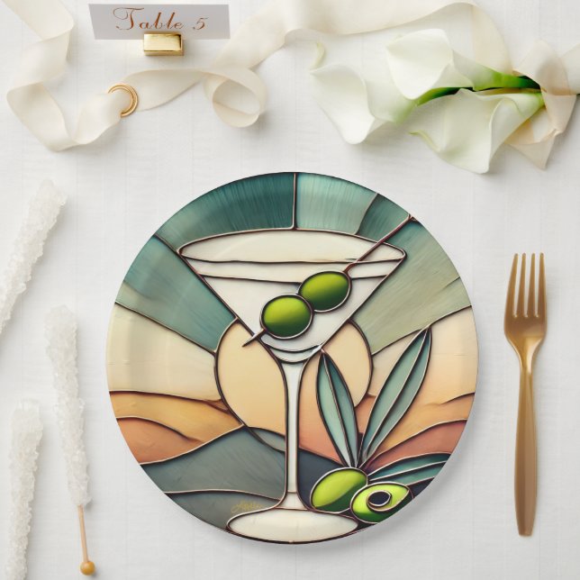 Hartglas 2 Mezquita Martini Pappteller (Hochzeit)