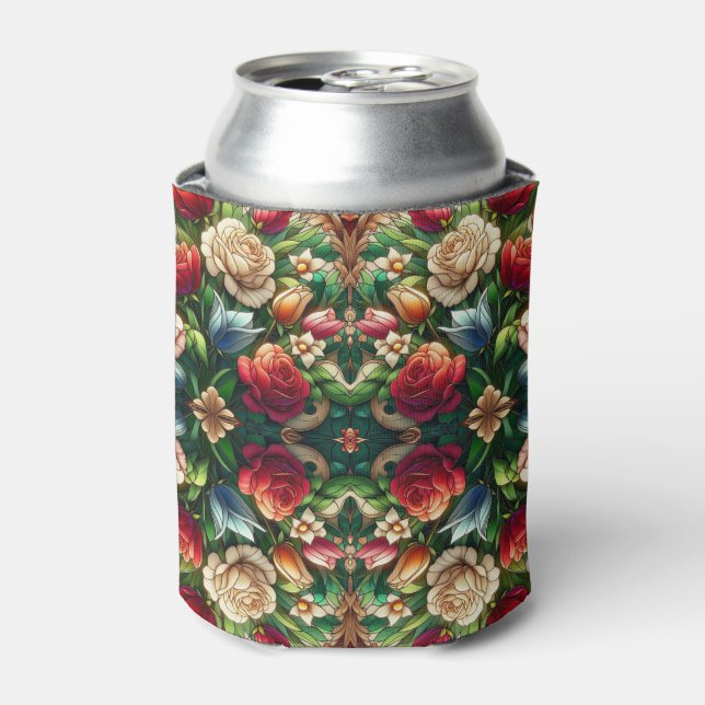 Hartglas-Blumendesign Dosenkühler (Kanne Vorderseite)