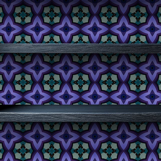 Hartglas Cross Small Print Tapete (Stained Glass Cross Small Print Wallpaper on a shelf)